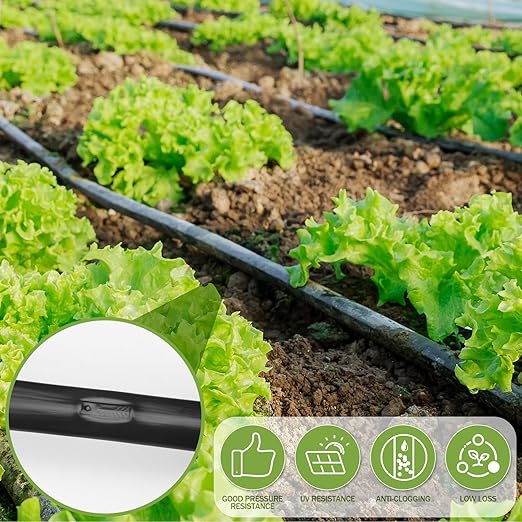 Tondiamo 500' 5/8 Inch Drip Tape Irrigation Tubing Kit 16 Mil 6" Spacing Garden Hose Watering Tube Line Automatic Equipment for Garden Irrigation System Farms, Landscape, Lawn