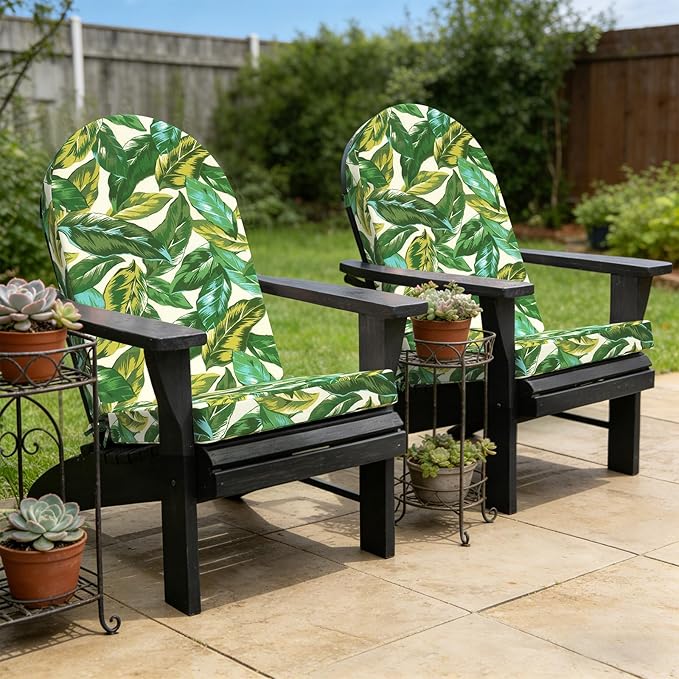 Outdoor Foam Adirondack Cushion, Water Repellent Foam Cushion for Adirondack Chairs Patio Furniture, 44 x 19 Inch, Lush Leaf Jungle