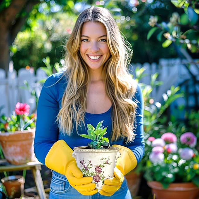 Dosayes Vintage Ceramic Flower Pot with Drainage Holes and Handle,Ice Crack Country Rustic Planters for Indoor Outdoor,Tuscan Decor,Home and Garden Decor,Gardening Present