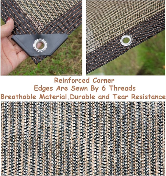 Shade Sail Sun Shade Cloth 9'9"x9'9" Rectangle Outdoor Canopy Outside Sunshade Awning Cover Privacy Screen Net UV Block for Patio Pergola Gazebo Porch Backyard Lawn Garden Outdoor Activities