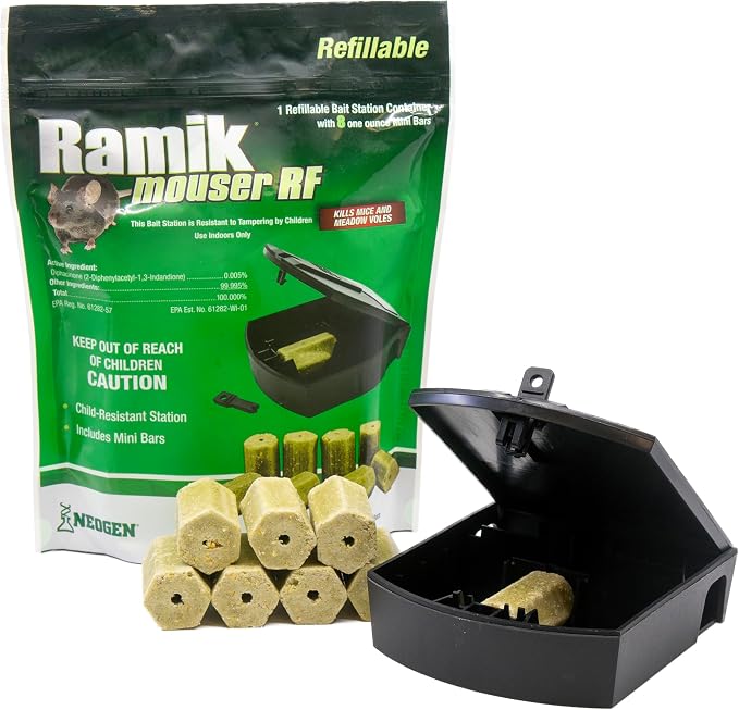 Neogen 000800 Ramik Refillable Mouse Bait Station 8 count, Green