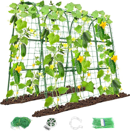 Cucumber Trellis for Raised Bed, U-Shape Garden Trellis for Climbing Plants Outdoor, Metal Arch Trellis for Vegetables, Plant Support for Tomato, Pea, Zucchini (47.2" L×30" W×47.2" H-Medium)