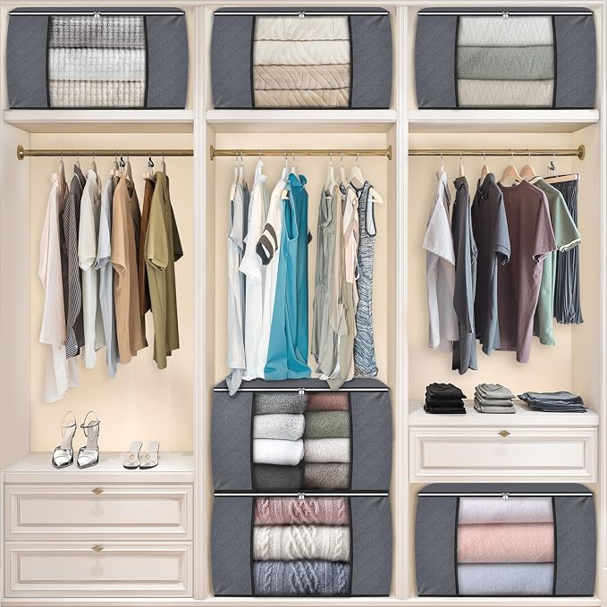Fab totes 90L Clothes Storage, Foldable Thick Fabric Blanket Storage Bags