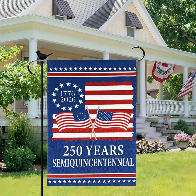 250 Anniversary USA Flag - 4th of July Decorations - 12x18 Inch Patriotic Garden Flag, Double Sided American Flag for Independence Day 1776-2026 250th USA Birthday Yard Porch Lawn Outdoor Decor