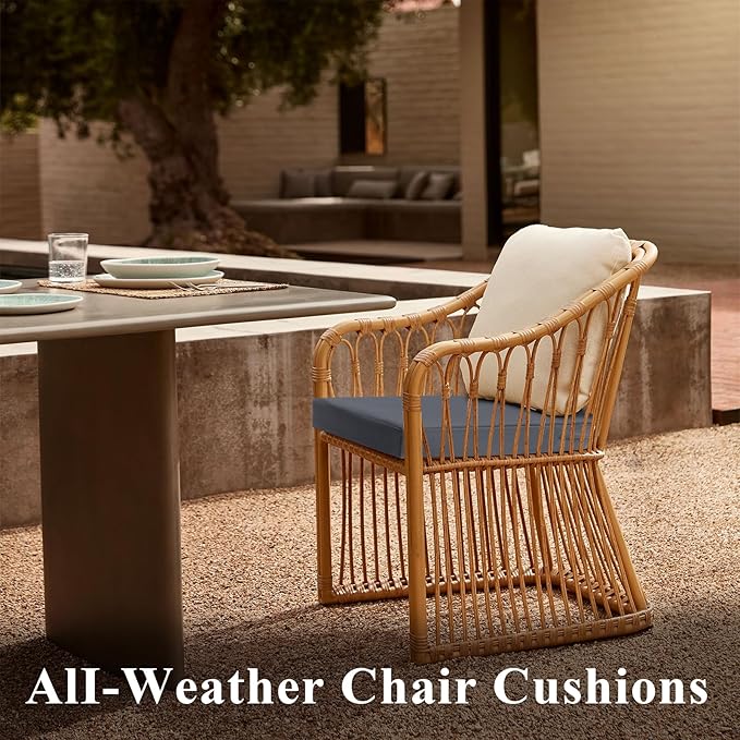 Topotdor Outdoor Chair Cushions for Patio Furniture,Waterproof Patio Chair Cushions Set of 2,Indoor/Outdoor Round Corner Chair Seat Cushion with Ties,18"x18"x3" Grey