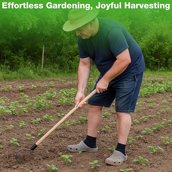 Long Handle Weeder Hook Garden Weeder Tool Versatile Cultivator Garden Tool 54 Inch Hardwood Handle with 8 Inch Alloy Steel Blade for Gardening,Yard, Lawn, Patio Digging, Edging, and Planting