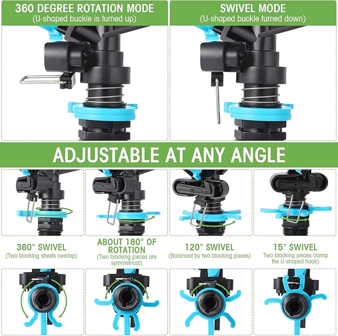 12 Pack Lawn Sprinklers for Yard Bulk Heavy Duty Water Sprinkler Head Adjustable 360 Degree Rotating Water Sprinklers Above Ground for Lawn Garden Flower Grass Irrigation Playtime