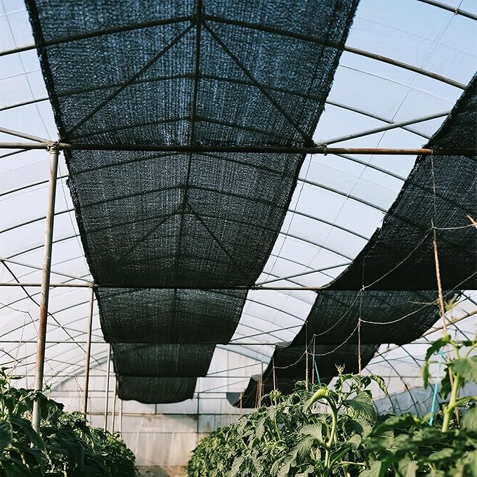 winemana 120x6 FT Outdoor Shade Cloth for Garden & Plants - 50% Large Black Mesh Tarp, UV Resistant Woven Shade Fabric for Greenhouse Farm Row Cover Vegetables Sun Protection Poultry Run