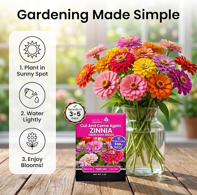NatureZ Edge Zinnia Seeds for Planting Outdoors, Flower Seeds, Bulk Semillas De Flores para Sembrar, Pumila Mix 4.2 g