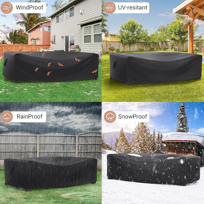 Patio Furniture Set Cover Waterproof, Mrrihand Outdoor Sectional Sofa Set Cover Heavy Duty 600D Table and Chair Set Cover 84" L× 44" W× 23" H