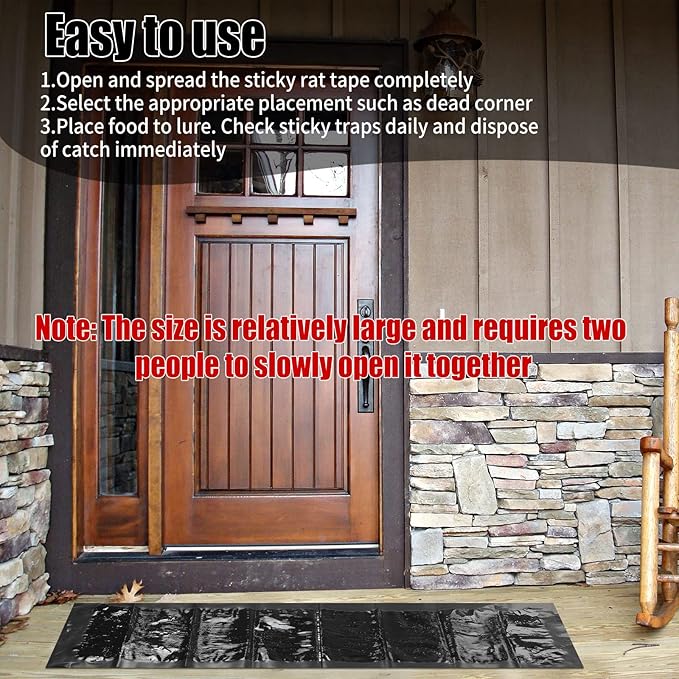 Qualirey 4 Pcs 47 Inch Ultra Large Sticky Mouse Glue Traps Sticky Rat Trap that Work for Rats Roaches Rodents Heavy Duty Pre Baited Mats Indoor Outdoor Catch Pest (Black)