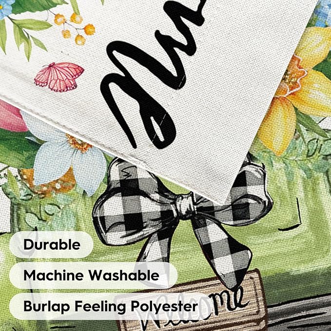 AVOIN colorlife Spring Tulip Garden Flag 12x18 Inch Double Sided Outside, Seasonal Flower Truck Rustic Yard Outdoor Flag