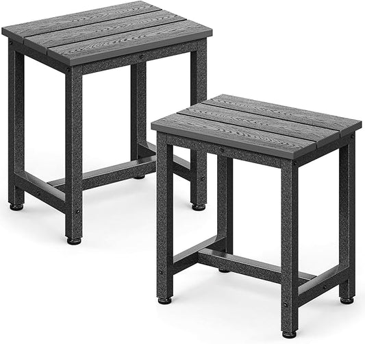 ODK Outdoor Side Tables Set of 2, Adirondack Patio End Table with Weather-Resistant Waterproof Top for Hot Tub Garden, Balcony, Poolside, 2PCS, Grey