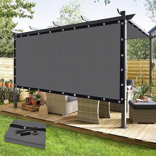 KANAGAWA 90% Sun Shade Cloth 10'X 12' Outdoor Pergola Shade Cover Canopy with Grommets UV Block Privacy Screen for Patio, Backyards, Outdoor, Carport, Garden, Light Gray