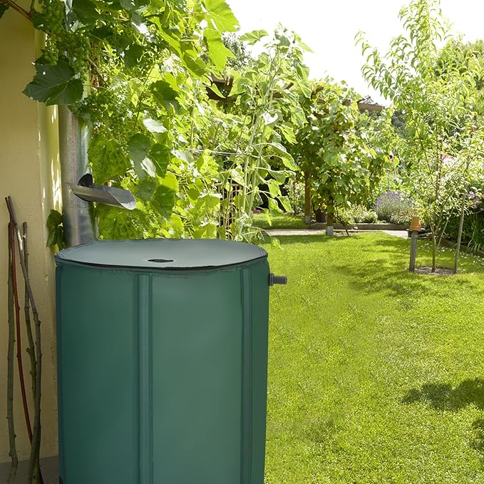 Happygrill 53 Gallon Collapsible Rain Barrel, PVC Rain Water Collection Barrel with Spigot Water Storage Container & Top Mesh, Portable Rain Barrels to Collect Rainwater from Gutter for Garden Lawn