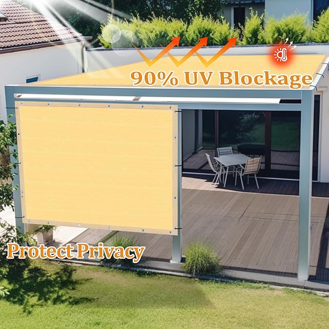 Shade&Beyond Customized Size 11' X 21' Shade Cloth with Grommets, 90% UV Protection UV Protection Mesh Tarp Sun Screens for Patio GN01, Sand