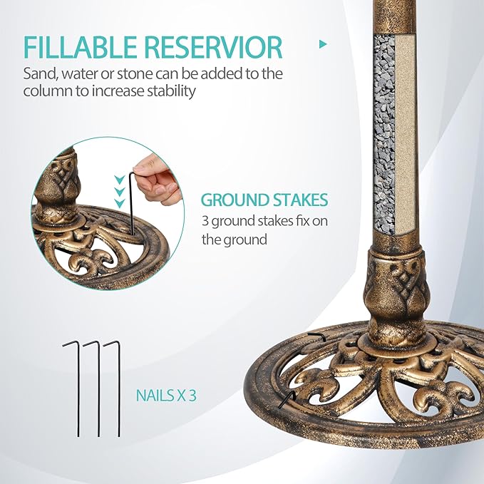 ZenStyle 28" H Resin Sitting Pair Bird Bath Pedestal Outdoor Garden Décor (Bronze)