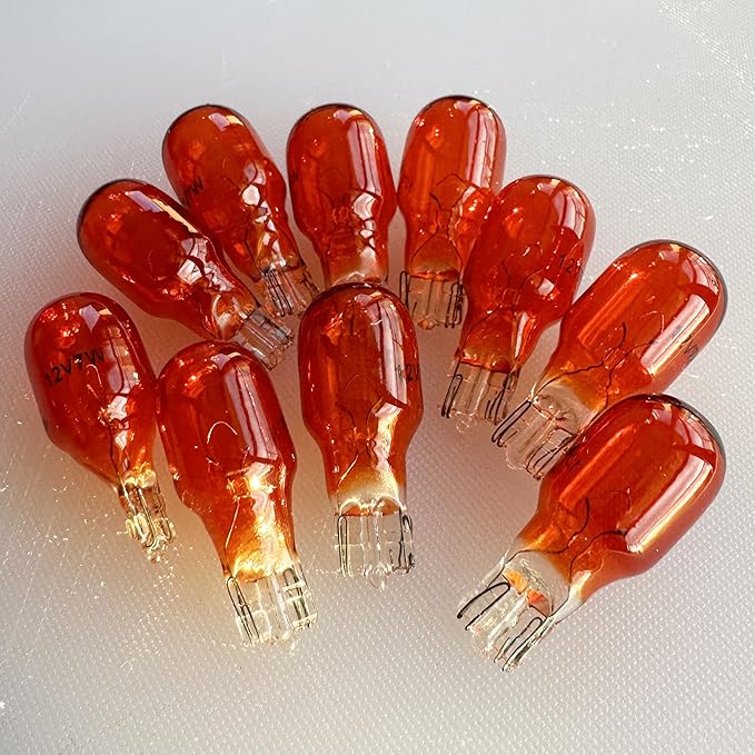 Diximus 12 Volt 7 Watt Amber Bulbs Low Voltage T5 Landscape Bulb - Landscape Light Bulbs - Low Voltage Landscape Light Bulbs - 10 Pack (Amber, 10)