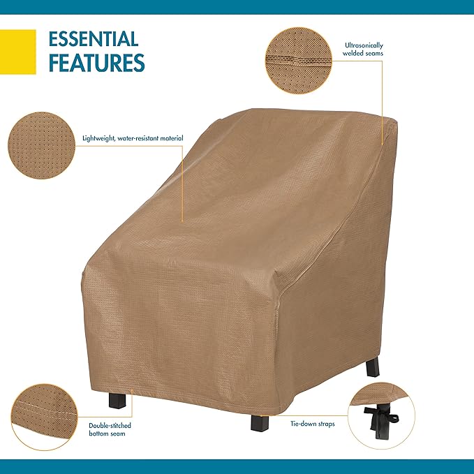 DUCKCOVERS Essential Water-Resistant 32 Inch Patio Chair Cover, Outdoor Chair Covers
