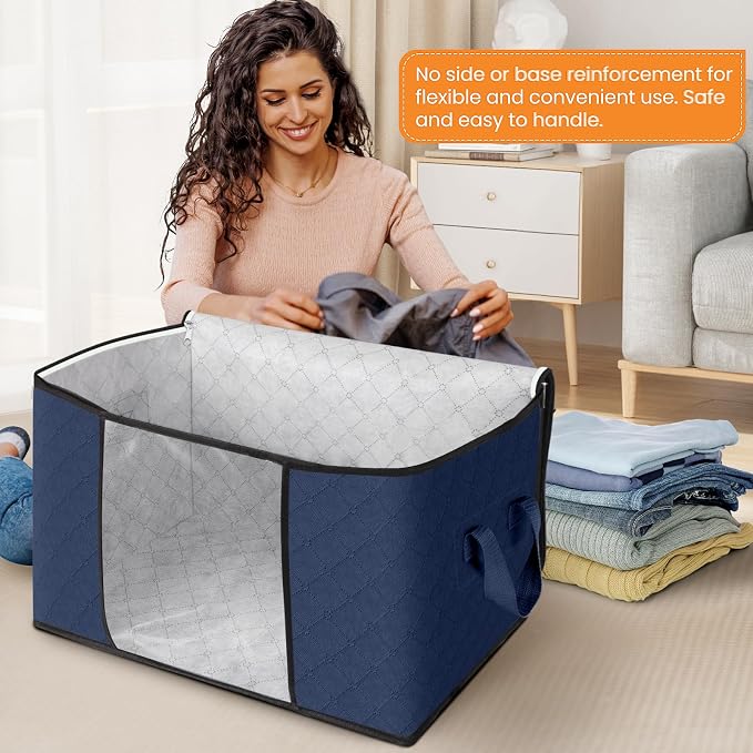 Fab totes 90L Clothes Storage, Foldable Thick Fabric Blanket Storage Bags