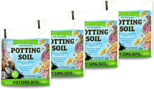 Organic Potting Soil Mix - All Purpose Ready-to-Use Garden Soil for Indoor-Outdoor Plants, Vegetables, Herbs & Flowers - Enriched with Nutrients, Eco-Friendly (16 qt. (4 Pack))