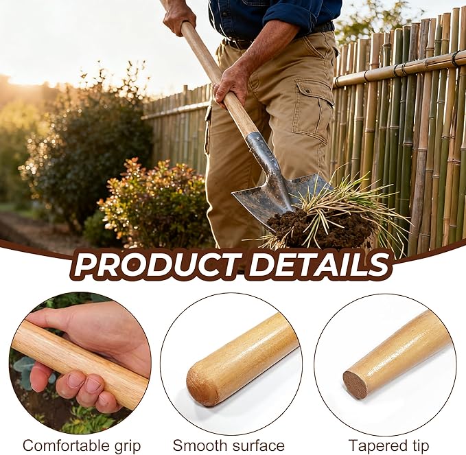 55 Inch Black Locust Shovel Handle Replacement - Extra Long Hardwood Handle for Shovel, Rake, Hoe, Pitch Fork, Digging Fork & Broad Fork Garden Tools,1.4inch Diameter（2pcs