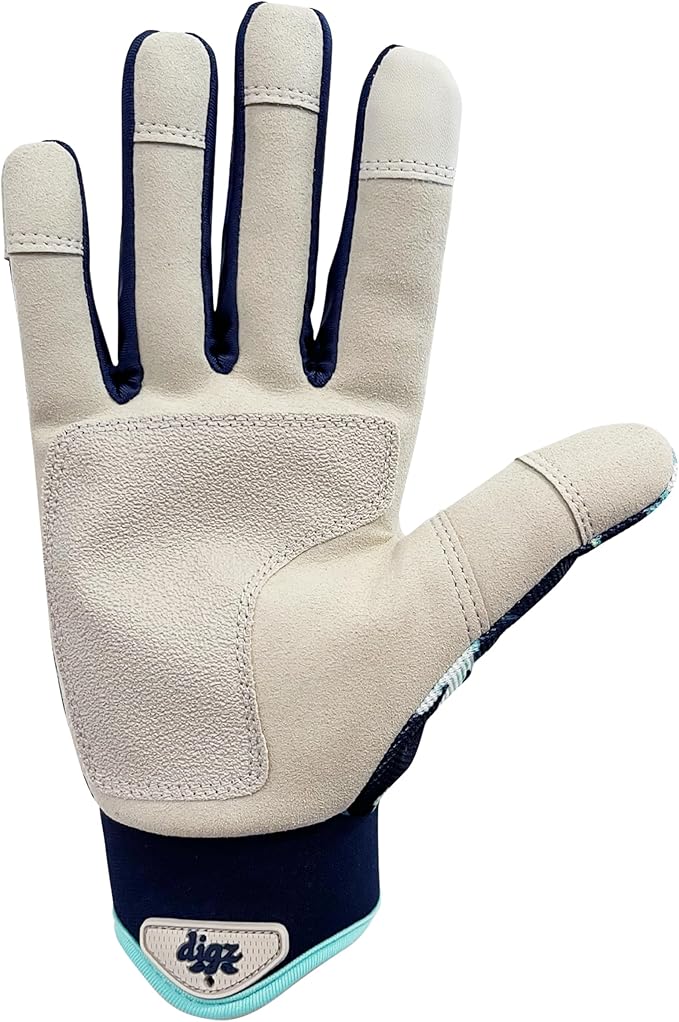 Digz Women's Large Outdoor and Work Gardener Gloves, Spandex, Navy Blue