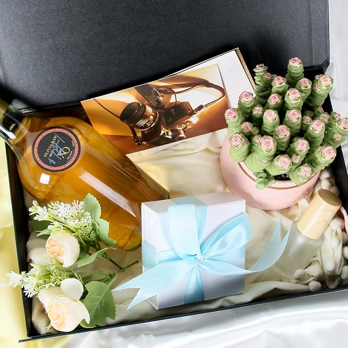 Aimyoo Galaxy Black Collapsible Gift Box with Magnetic Closure Lids 13.8x9x4.3 in, Bridesmaid Groomsmen Proposal Box, Large Rectangle Box for Present Graduation Storage 3 Pack