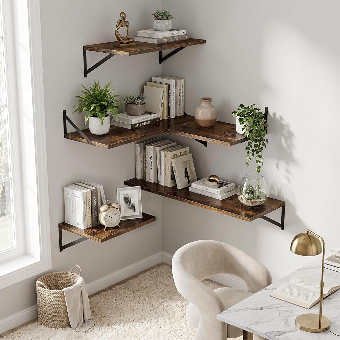 Dreamland Wall Mounted Floating Shelves Set of 3, 16x12, Rustic Brown