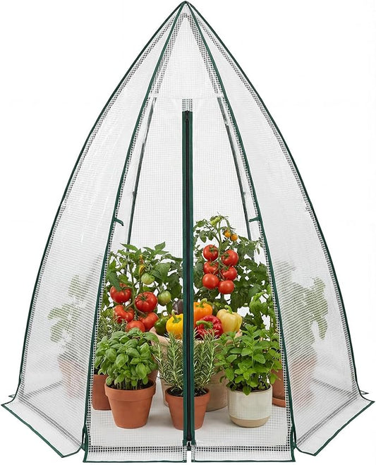 54"X54"X71" Mini Hexagonal Greenhouse for Outdoors, Portable Garden Greenhouse with PE Cover, Roll-Up Zipper Door & Mesh Window, Small Greenhouse for Vegetables, Flowers, Herbs