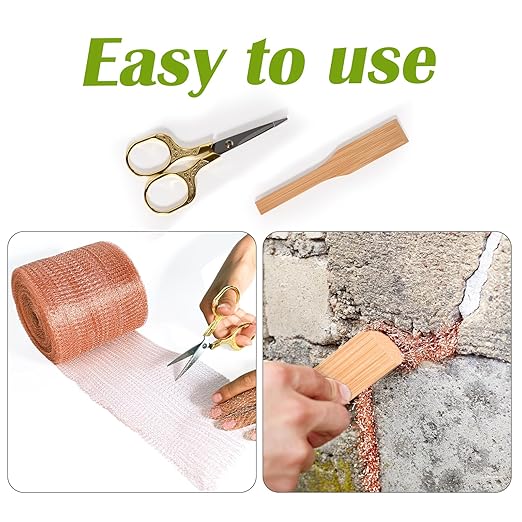 Copper Mesh Rodent Control 6" x 50 ft Copper Wool for Slugs Mice Pest Snail Bird Control Copper Wire for Weep Hole Covers Rodent Mesh