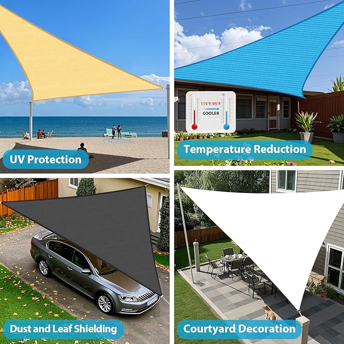 Amagenix Sun Shade Sail 7X9X11.4 Curved Edge Outdoor Shade Canopy Mocha Breathable 95% UV Block Shade Cloth for Patio Garden Backyard (We Make Custom Size)