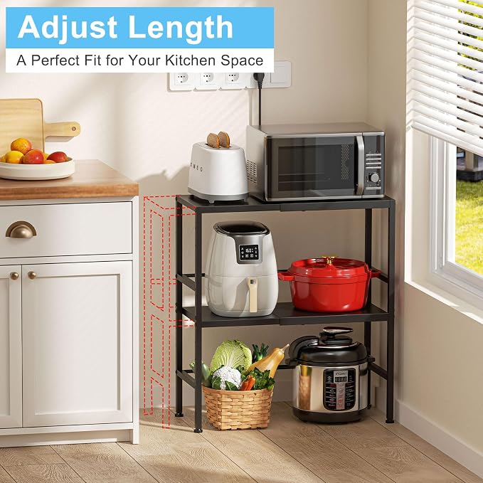 2 Pack Expandable Metal Storage Shelves, 110LBS Heavy Duty Shelving Units