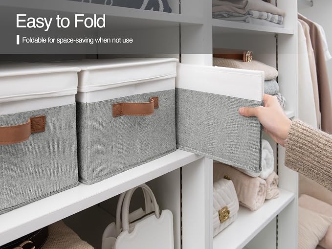 StorageWorks Fabric Storage Bins with Lids, Closet Storage Bins