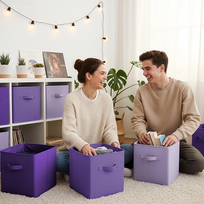 GRANNY SAYS 11 Inch Cube Storage Bins, Purple Gradient, 6-Pack