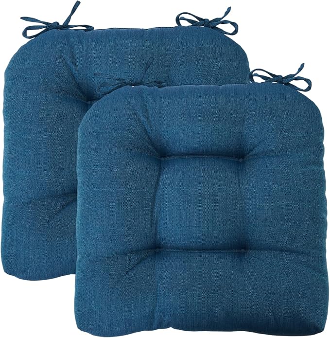 FUNHOME Outdoor Chair Cushions 19 x19 Inch,Water Resistant Tufted Seat Cushions 19",Reversible,Weather Resistant,Rounded Back Wicker Chair Cushion for Patio Garden Furniture(Light Blue)