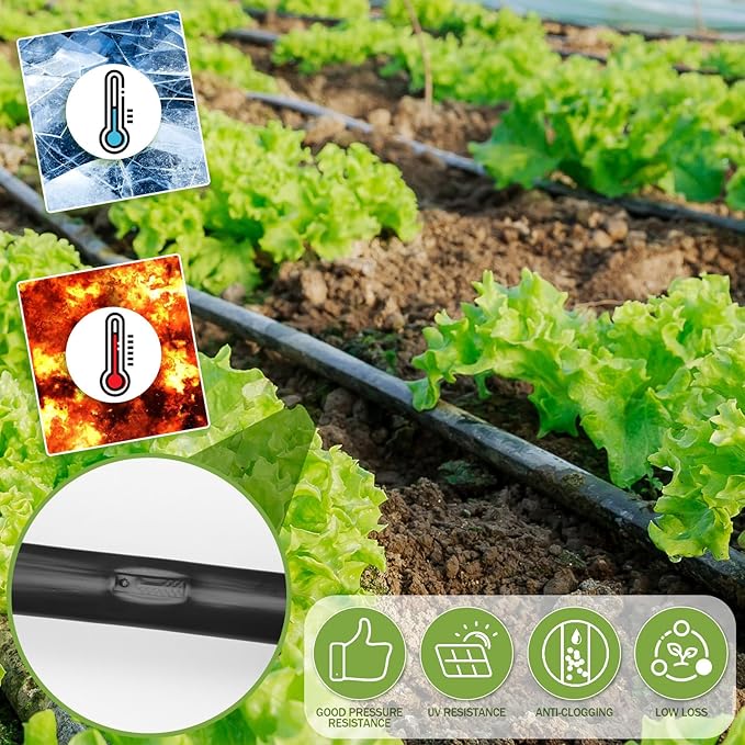 1000 ft 5/8 Inch Drip Tape Irrigation Kit Drip Tape 8 Mil 8" Spacing Hose Garden Watering Tubing System Automatic Irrigation Equipment for Plant, Landscape, Yard, Lawn and Farm