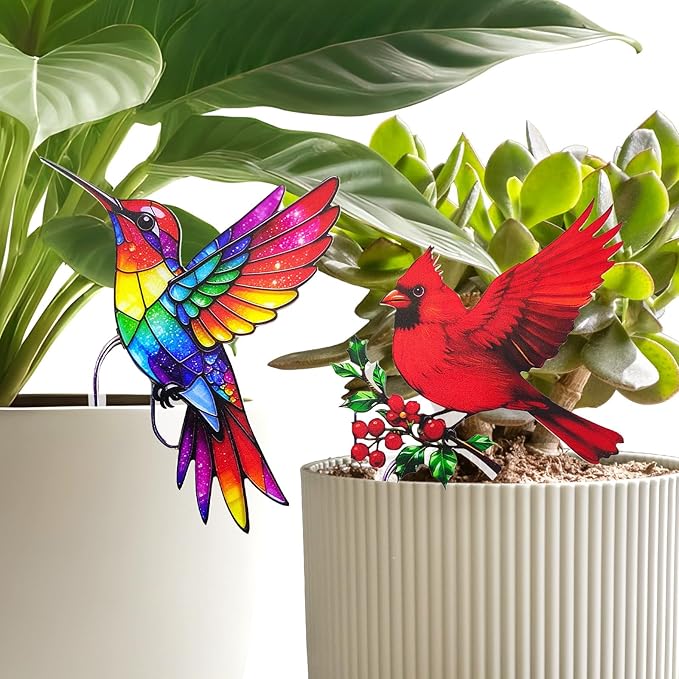 Hummingbird Gifts for Women Mom Grandma - Humming Bird Plant Lover Mothers Day Birthday Gifts Cardinal Garden Decor - Hanging Planters for Indoor Outdoor Cardinal Plants Pots Accessories