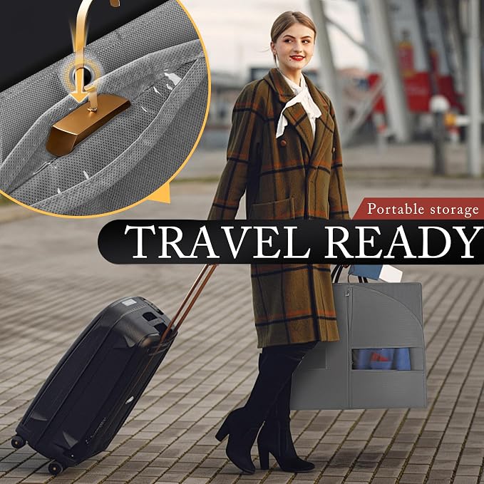 Hleelomi 5 Pack 40-in Garment Bag for Hanging Clothes Suit Bag Gray