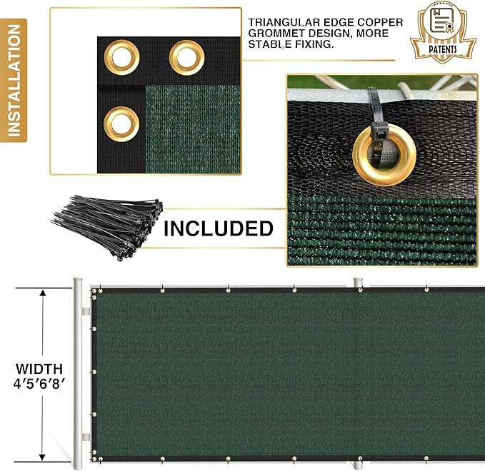 Privacy Fence Screen 5' x 146 Fencing Cover Heavy Duty Mesh Windscreen Cloth for Outdoor Garden Patio Backyard Chain Link Fence Green