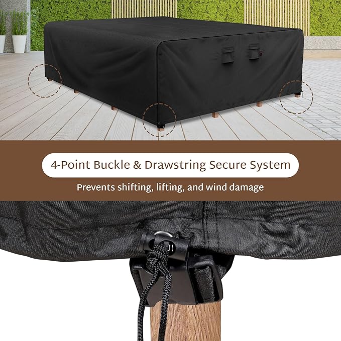 iBirdie Outdoor Patio Furniture Set Covers 98 x 78 inch Waterproof Weatherproof Rectangular Cover, Heavy Duty 600D for Outside Dining Table and Chairs fit 97 x 77, 96 x 76