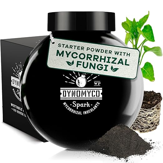 DYNOMYCO Spark Mycorrhizal Fungi, 6oz Wettable Powder – 3-In-1 Root Enhancer Turbocharges Nutrient Uptake & Yield – Treats 25 Plants, Indoor/Outdoor Bio-Stimulant – Dissolves Fast in Seed Starter Soil
