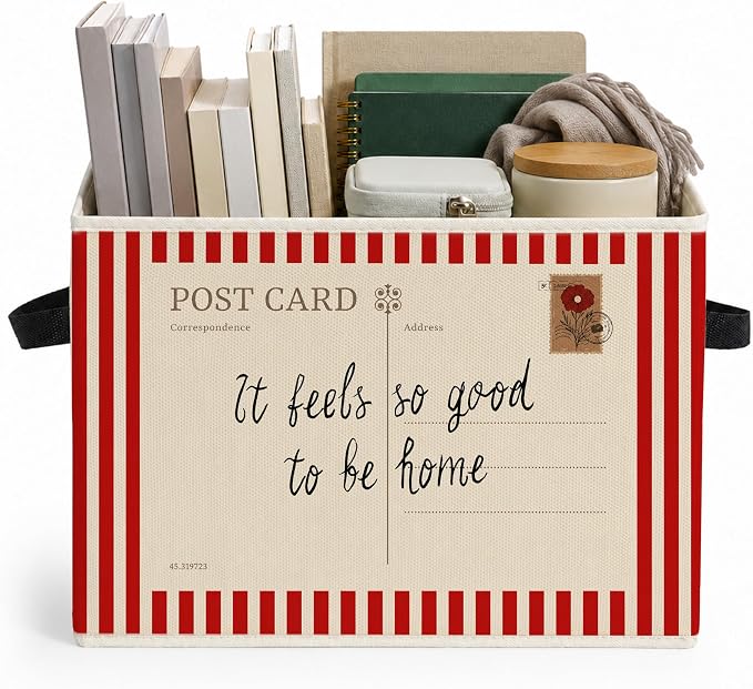 Vintage Postcard Storage Bins Box with Handles