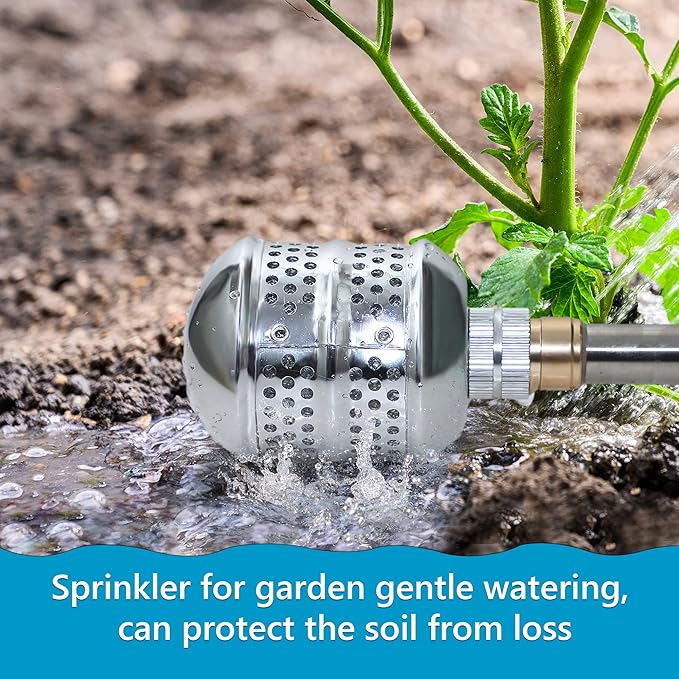 Dreyoo 1 Set Bubbler Sprinkler Heads, 3/4 Inch Internal Thread Rustproof Aluminum Diffuser Flood Nozzle for Yard, Vegetable Garden, Soaker Sprinkler with 40 Inch Tape