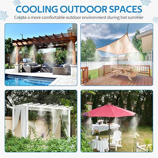 homenote Misting Cooling System 75FT (23M) Misting Line + 28 Brass Mist Nozzles + Brass Adapter(3/4") Outdoor Mister for Patio Backyard Garden Greenhouse Watering