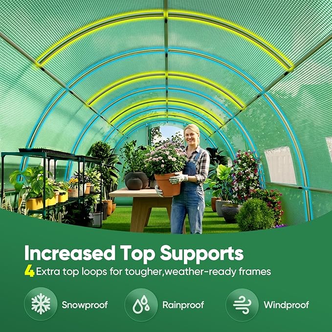 Quictent 20x10x6.6 FT Premium Greenhouse for Outdoors with 2 Door Frames, Reinforced Top Structure & Cover, Large Heavy Duty Walk-in Tunnel Hoop Green House for Garden Backyard Flower Winter, Green