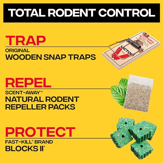 Victor Fast-Kill Bait Blocks II, 86-Count Rat and Mouse Poison Bait Blocks | Indoor and Outdoor Rodent Control, Eliminate Norway Rats, Roof Rats, & House Mice, Rodent Killer, 4lb Bag, M904B