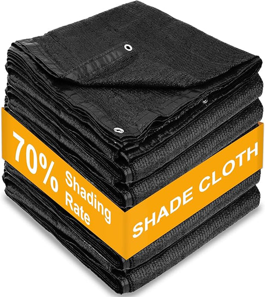 SPORTYOUTH 70% Shade Cloth for Patio, 6x20 ft Mesh Tarp with Grommets, UV Resistant Black Sunblock Sun Shade Netting Cover for Garden, Greenhouse, Chicken Coop, Pergola, RV, Canopy, Barn Kennel