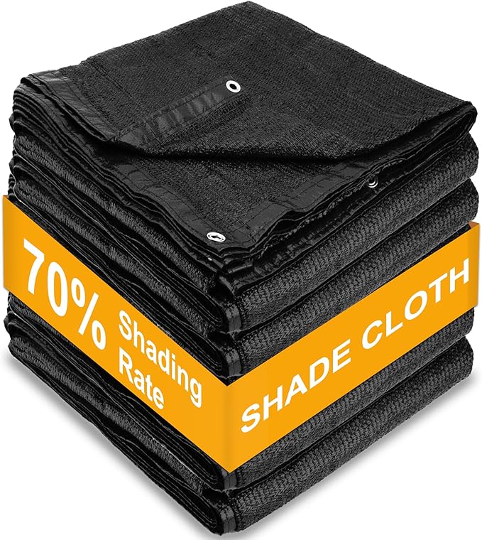 SPORTYOUTH 70% Shade Cloth for Patio, 10x50 ft Mesh Tarp with Grommets, UV Resistant Black Sunblock Sun Shade Netting Cover for Garden, Greenhouse, Chicken Coop, Pergola, RV, Canopy, Barn Kennel