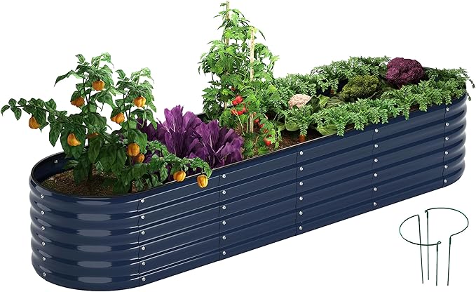 ZFHgarden Galvanized Metal Planter Raised Garden Bed Kit for Gardening Outdoor，8x2x1ft Planter Grow Garden Box Raised Flower Bed，Long Vegetable Clearance Herb Raised Garden Beds for Gardening